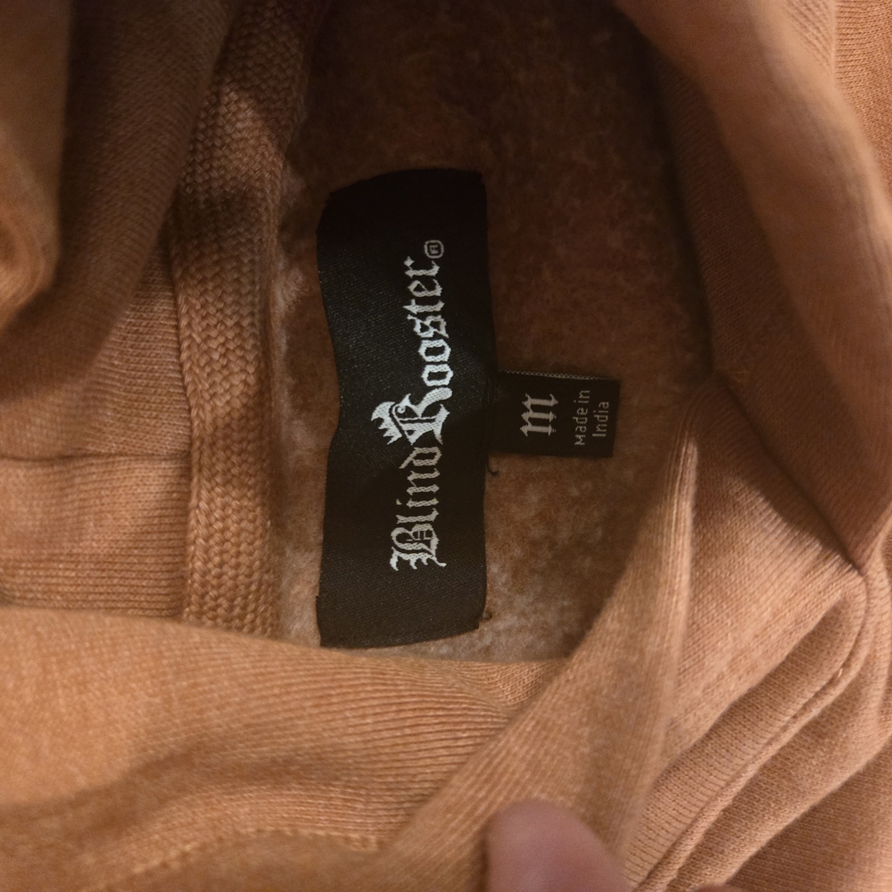 Blind Rooster Embroidered Front Hoodie- Amber Brown - Picture 4 of 5
